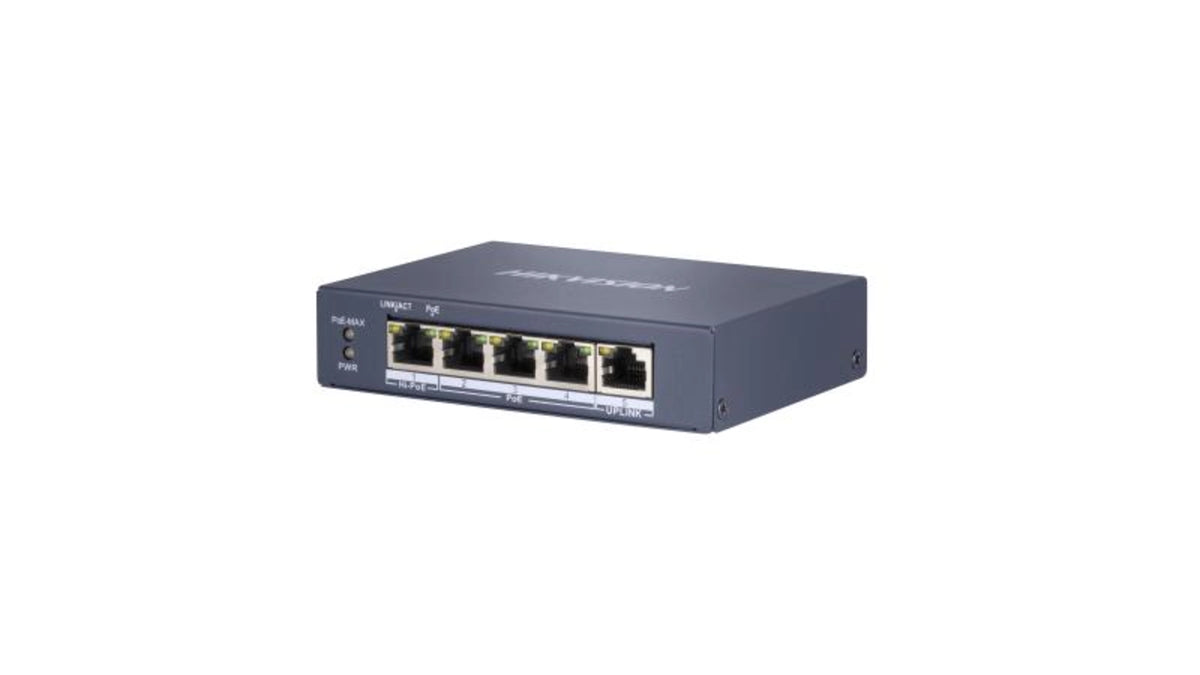 DS-3E0505HP-E SWITCH L2 4 PORTS POE BUDGET 60W+1 RJ45/1 Hi-PoE