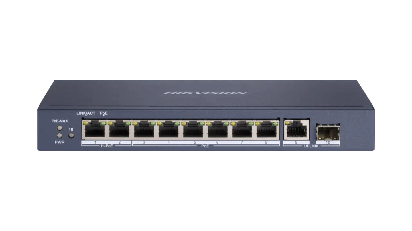 DS-3E0510HP-E SWITCH L2 8 PORTS HI-POE BUDGET 110W/1 RJ45+1 SFP