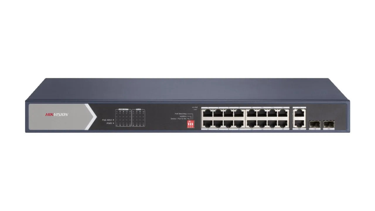 DS-3E0520HP-E SWITCH L2 16 PORTS HI-POE BUDGET 225W/2 RJ45+2 SFP