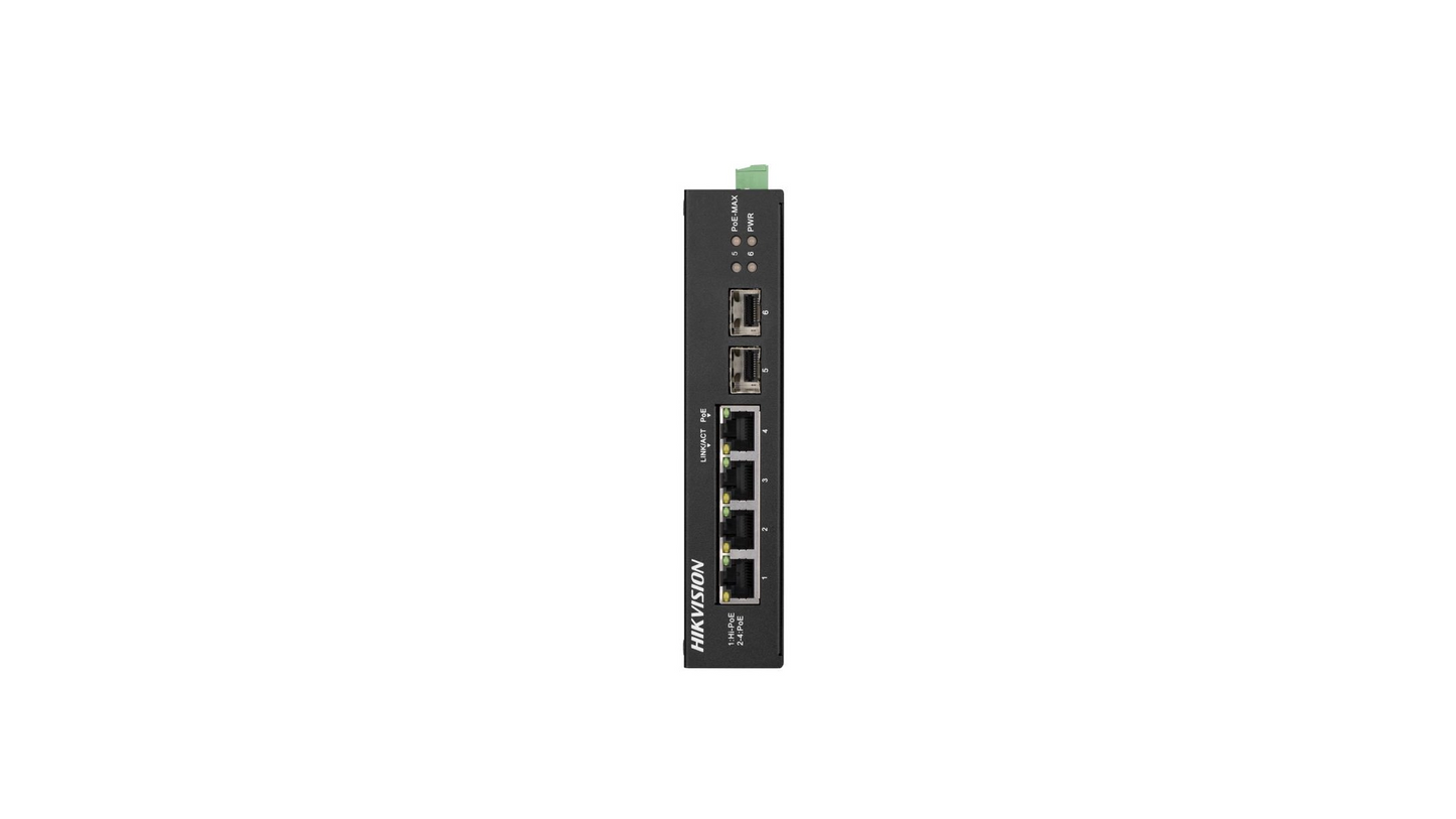 DS-3T0506HP-E/HS SWITCH L2 Unmanaged 4POE 2SFP 60W -30/65 C