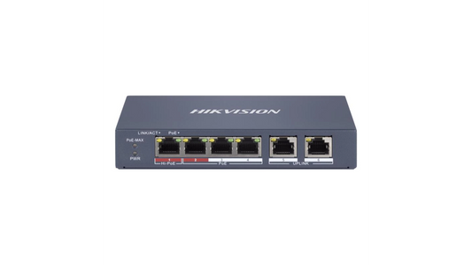 DS-3E1106HP-EI SWITCH L2 4 PORTS POE (60W) + 2 PORTS RJ45 /10/100