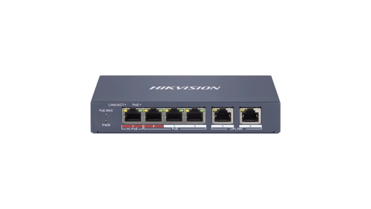 DS-3E1106HP-EI SWITCH L2 4 PORTS POE (60W) + 2 PORTS RJ45 /10/100