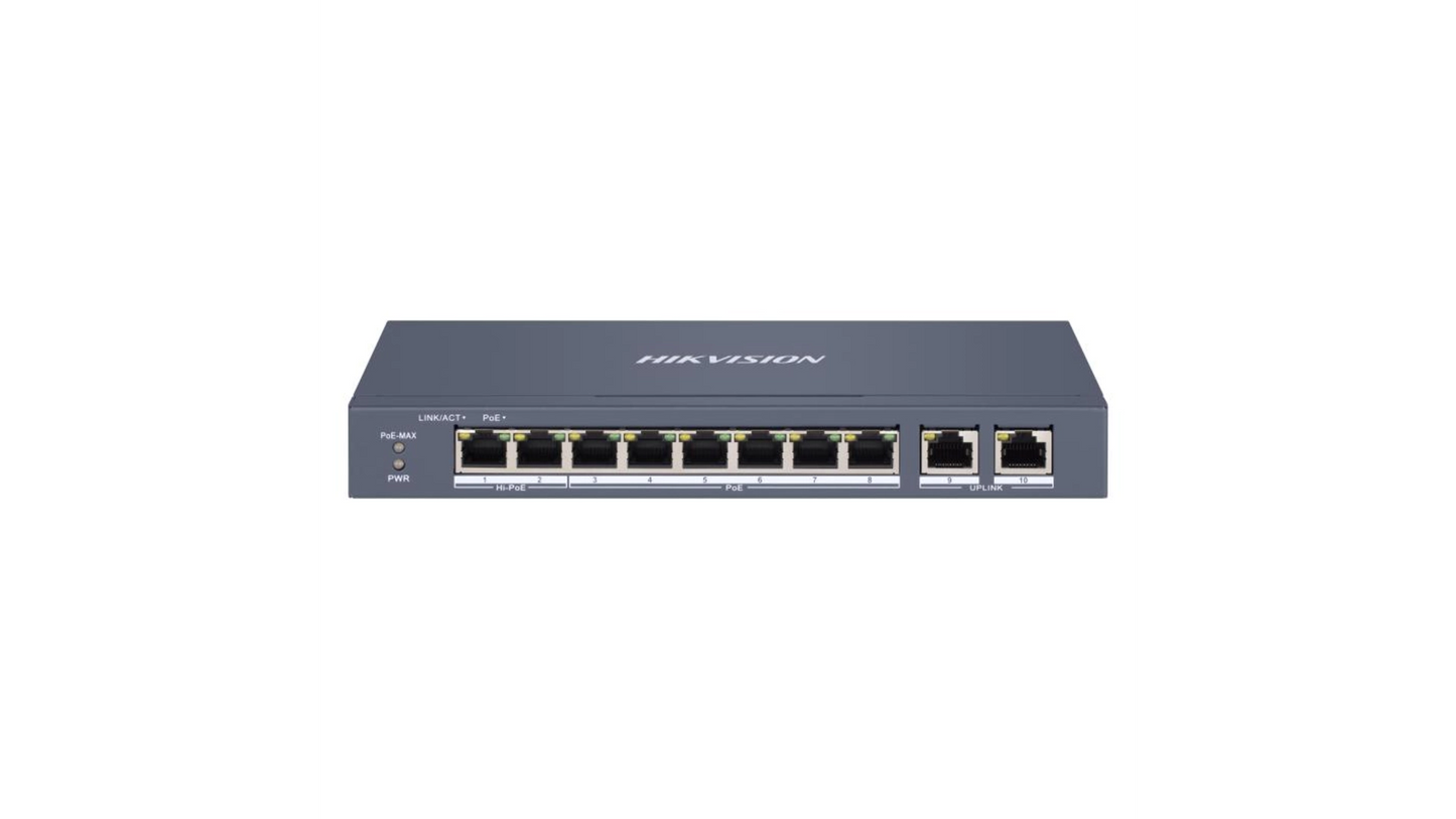 DS-3E1310HP-EI SWITCH L2 8 PORTS POE (60W) + 2 PORTS GIGABIT RJ45