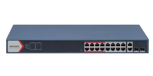DS-3E1318P-EI(B) (SMART MANAGED) SWITCH L2 16 PORTS 10/100 POE(230W) +2 COMBOS GIGA – vue 2