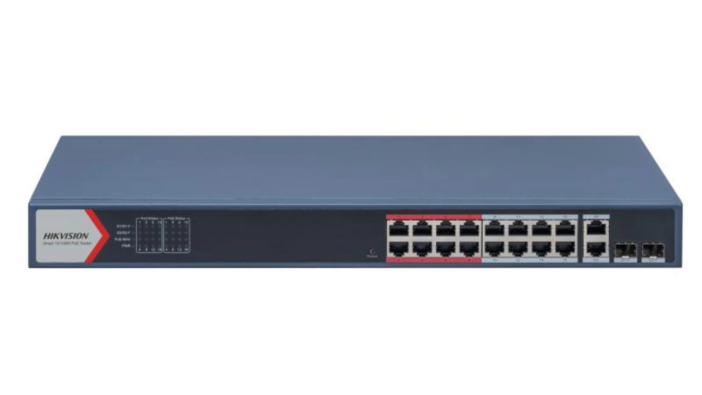 DS-3E1318P-EI(B) (SMART MANAGED) SWITCH L2 16 PORTS 10/100 POE(230W) +2 COMBOS GIGA