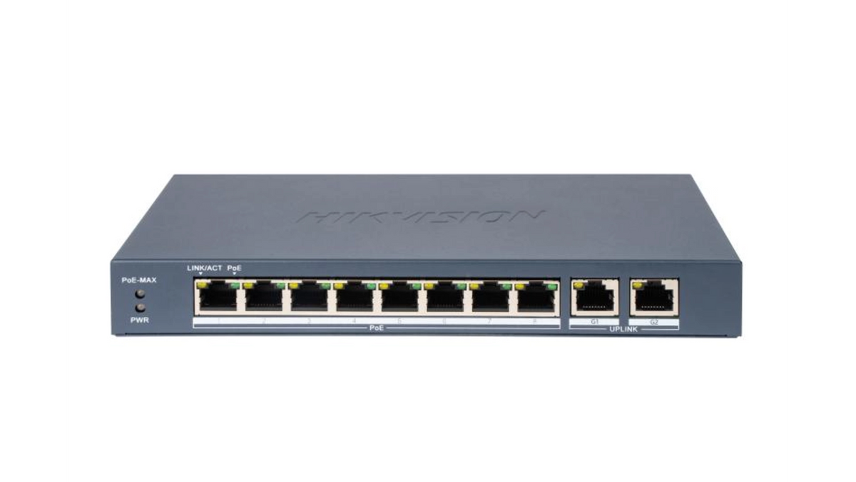 DS-3E1310P-EI(B) (SMART MANAGED) SWITCH L2 8 PORTS POE (110W) + 2 10/100 RJ45 300M