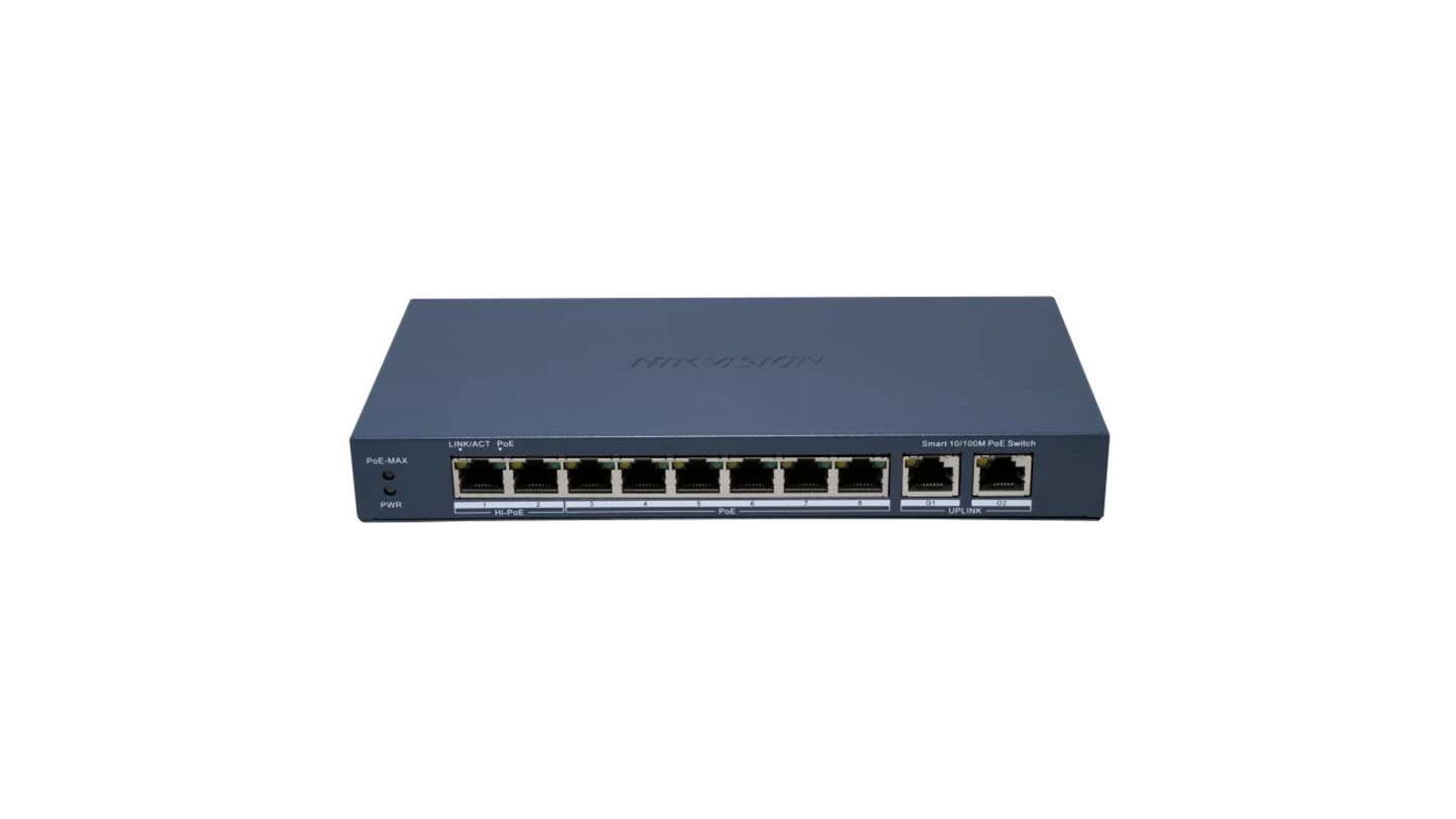 DS-3E1310HP-EI(B) SWITCH L2 8 PORTS POE (60W) + 2 PORTS GIGABIT RJ45