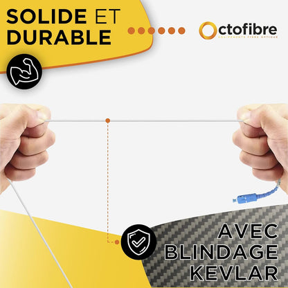 Octofibre - Cavo in fibra ottica Freebox - Rinforzato con schermatura in Kevlar - Estensione/schema in fibra ottica - SC APC a SC UPC - Garanzia di 10 anni 
