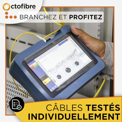 Octofibre - Cavo in fibra ottica Freebox - Rinforzato con schermatura in Kevlar - Estensione/schema in fibra ottica - SC APC a SC UPC - Garanzia di 10 anni 