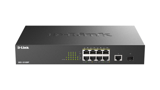 SWITCH 8 PORTS GIGA POE+ BUDGET 125 W 1 PORT GIGA & 1 PORT SFP - METALLIQUE