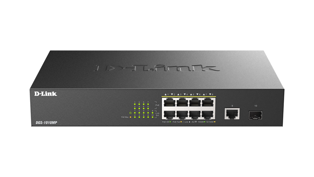 SWITCH 8 PORTS GIGA POE+ BUDGET 125 W 1 PORT GIGA & 1 PORT SFP - METALLIQUE