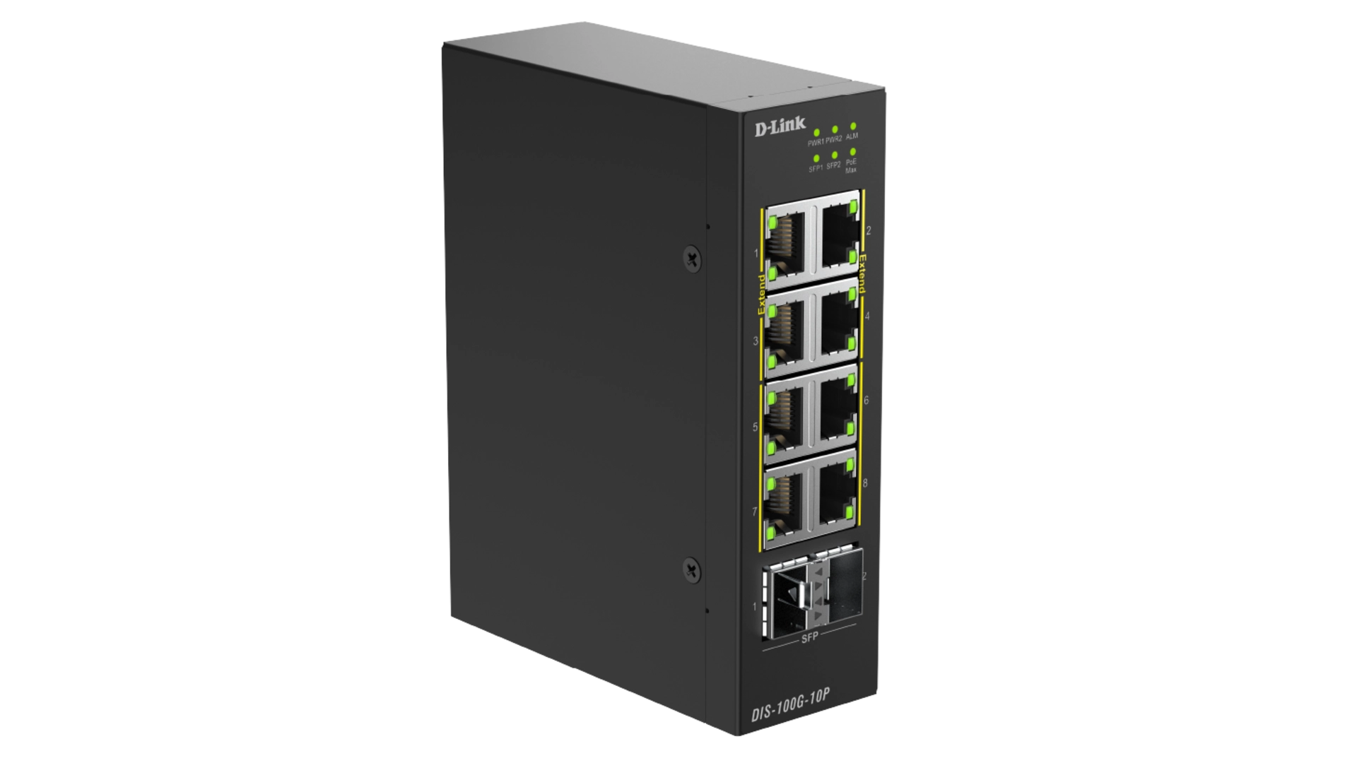 SWITCH INDUSTRIEL 8 PORTS GIGA POE+ BUDGET 240W 2 ports SFP - Format Rail-DIN - TEMP -40 a 75