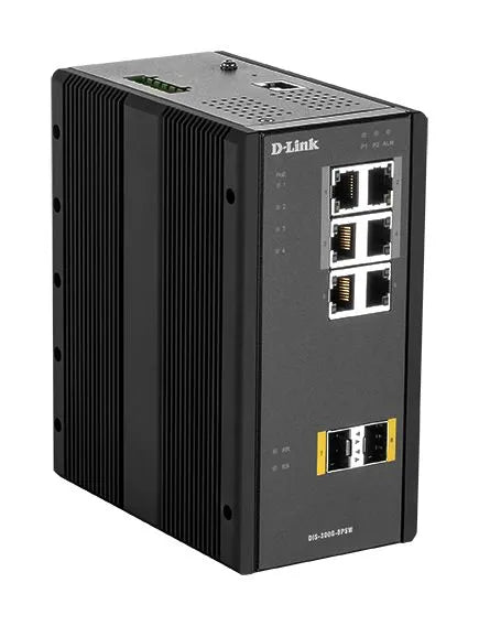 SWITCH POE INDUSTRIEL L2 8 PORTS 120W 6 ports Giga dont 4 POE + 2 SFP - Format Rail-DIN