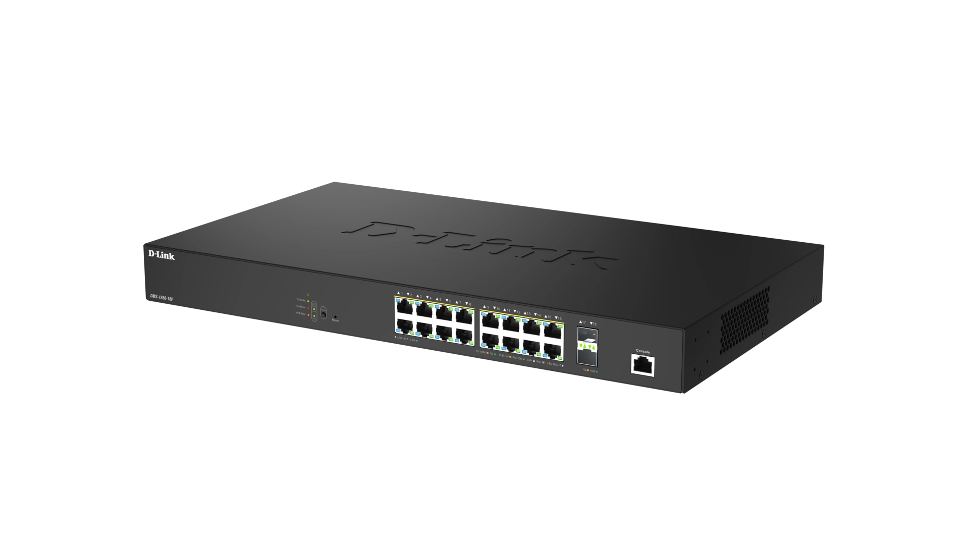 Smart+ L2+ 16 ports 2,5 GbE PoE++ 802.3bt-90W) 2 ports 10 GbE SFP+ - Budget PoE 240 W