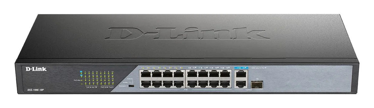 16 PORTS POE 10/100 LONGUE DISTANCE +1 PORTS UPLINK POE 802.3at PROTECTION 6KV BUDGET POE 230W
