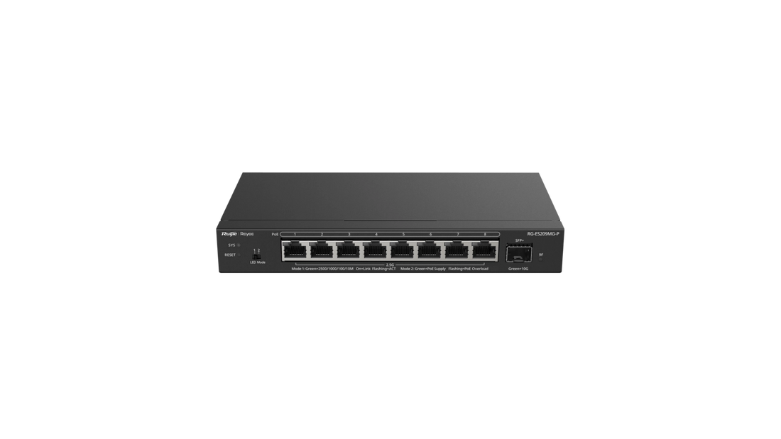 Switch 2.5G PoE+ Reyee ES209MG-P – 8 porte + uplink SFP+ 10G