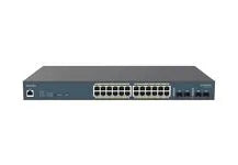 SWITCH POE 24xGbE + 4xSFP L2 185W Switch 24-port GbE PoE.af/at(+) 185W 4xSFP L2 19' – vue 2