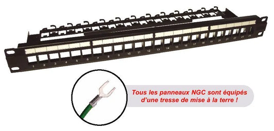 Panneau de brassage réseau 1U 19' Cat8 équipé 24 RJ45