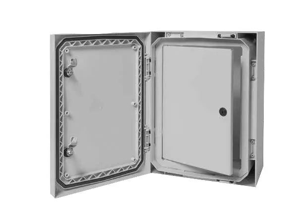 COFFRET EXTERIEUR 500x400x210mm EN POLYCARBONATE AVEC UNE PLATINE DE MONTAGE & SERRURE DE 2 POINTS