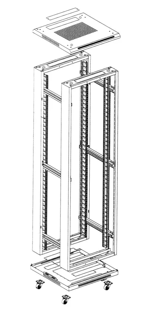 Baie / coffret réseau ossature 42U 600x600 sans portes