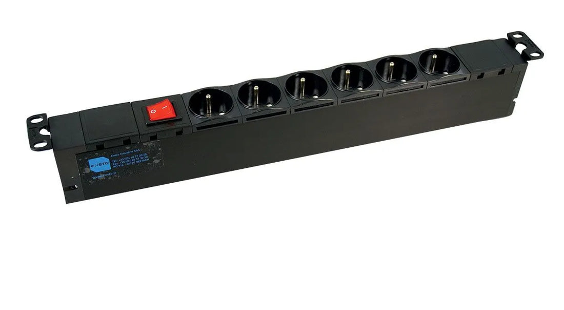 Bloc de distribution électrique PDU bandeau alu 6 prises 19'' + inter