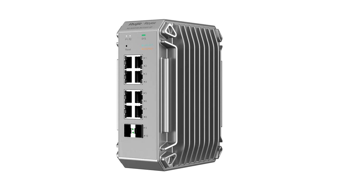 Switch manageable industriel 8 ports Gigabit PoE+ + 2 SFP, 240W – Reyee NIS3100-8GT2S-HP