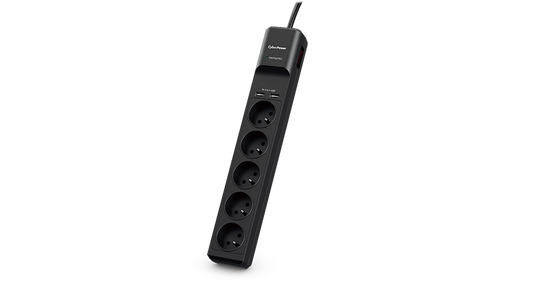 Alimentation électrique multip 5 prises fr 10A-350j 2xUSB