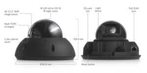 CAMÉRA G6 PRO DOME 4K PoE+ IP66 ZOO ZOOM X2 IR IA Noire IK10 – vue 3