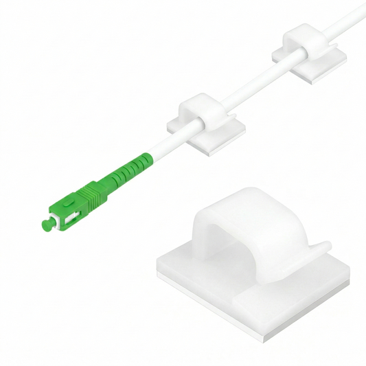 Lot de 20 clips adhésifs – Organisation de câbles (idéal fibre 0.9 – 3 mm, voiture/maison/bureau)